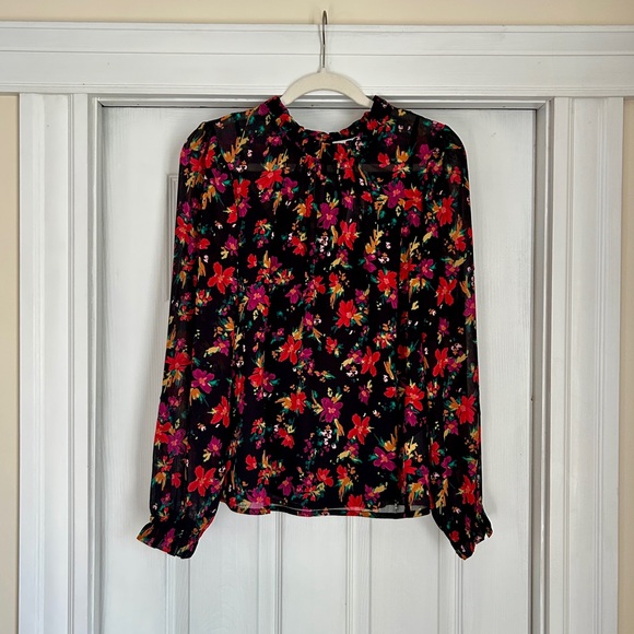 J. Crew Black Floral Blouse - Picture 4 of 6